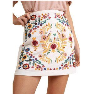 Umgee Embroidered Mini Skirt